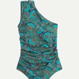 J. Crew One-Shoulder Floral One Piece - Teal and Purple